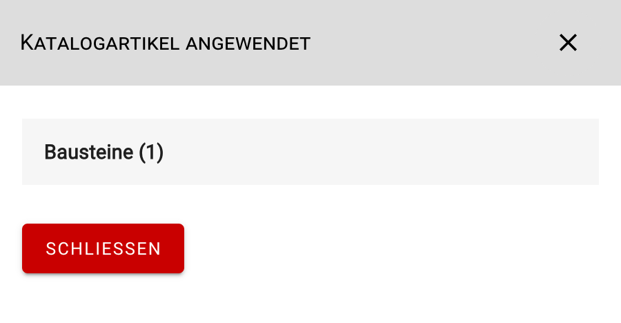 Angewendete Katalogelemente