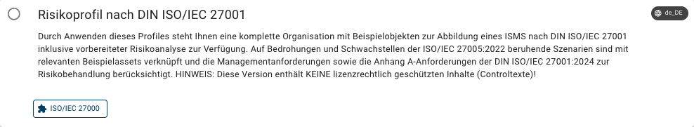Risikoprofil nach DIN ISO/IEC 27001